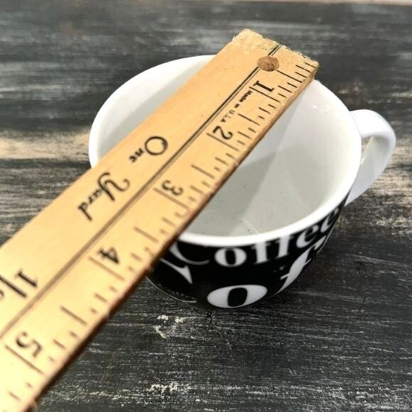 Black & White Ceramic Coffee Mug With Bold "Coffee" Print - Picture 5 of 5
